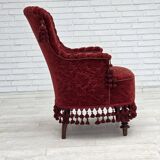 1950s, Danish armchair, furniture velour, beech wood legs.