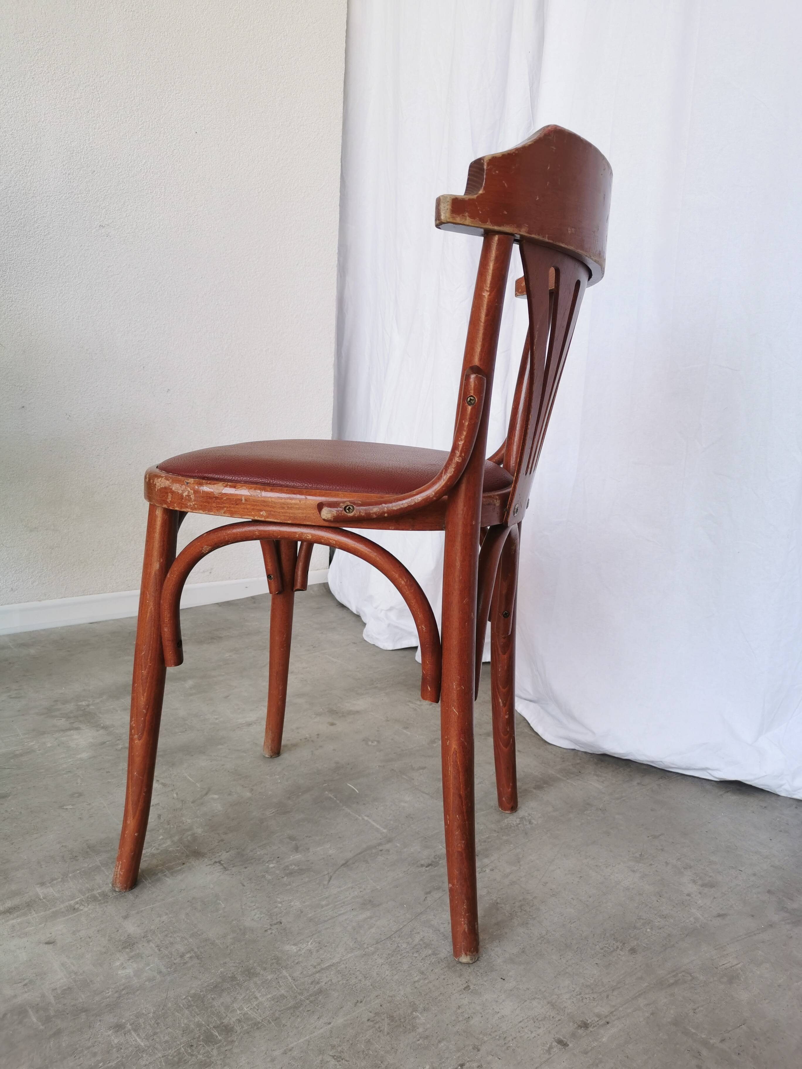 Chaise de salle à manger vintage en bois courbé : dossier éventail style Thonet, pub irlandais des années 1970