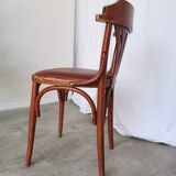 Chaise de salle à manger vintage en bois courbé : dossier éventail style Thonet, pub irlandais des années 1970