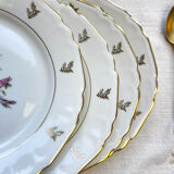 6 Limoges Berry porcelain plates with bird of paradise motif