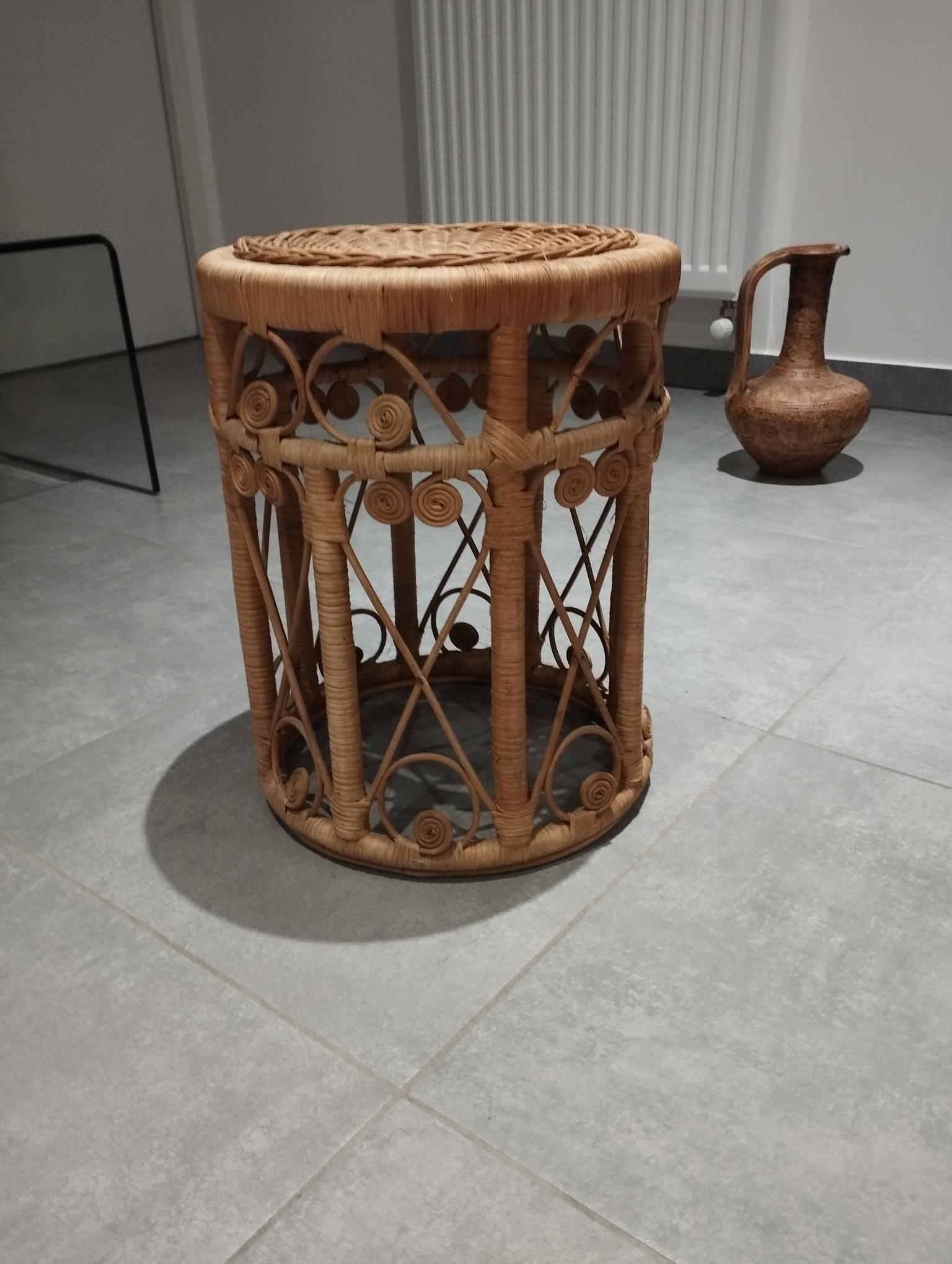 Peacok vintage bohemian chic rattan stool