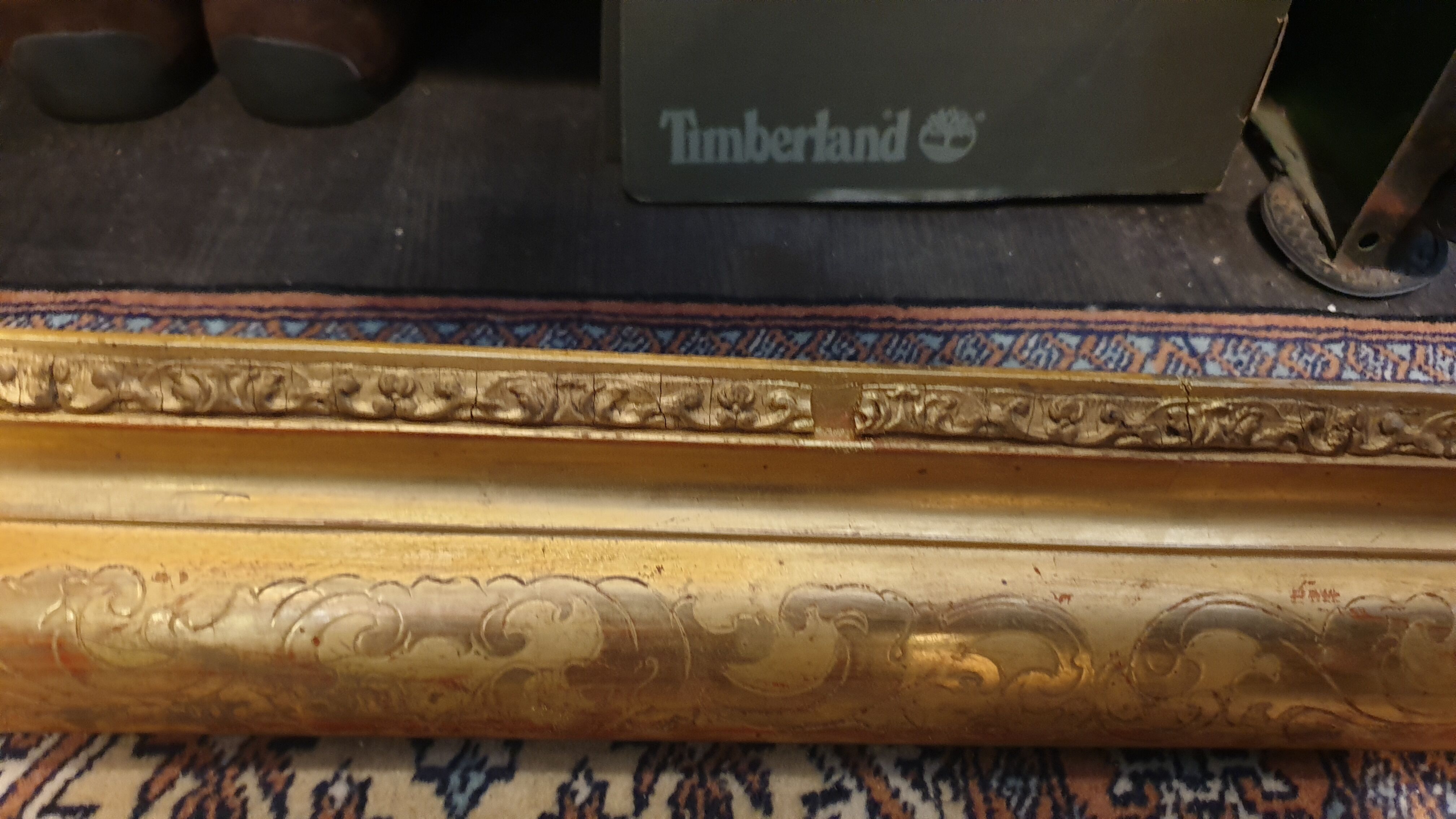 Nineteenth wood frame and gilded stucco