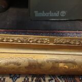 Nineteenth wood frame and gilded stucco