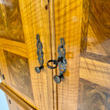 Antique 19th century Biedermeier art deco chest of drawers in walnut with wrought iron locks