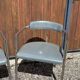 Pair of vintage chrome & grey faux leather armchairs – 1970s design