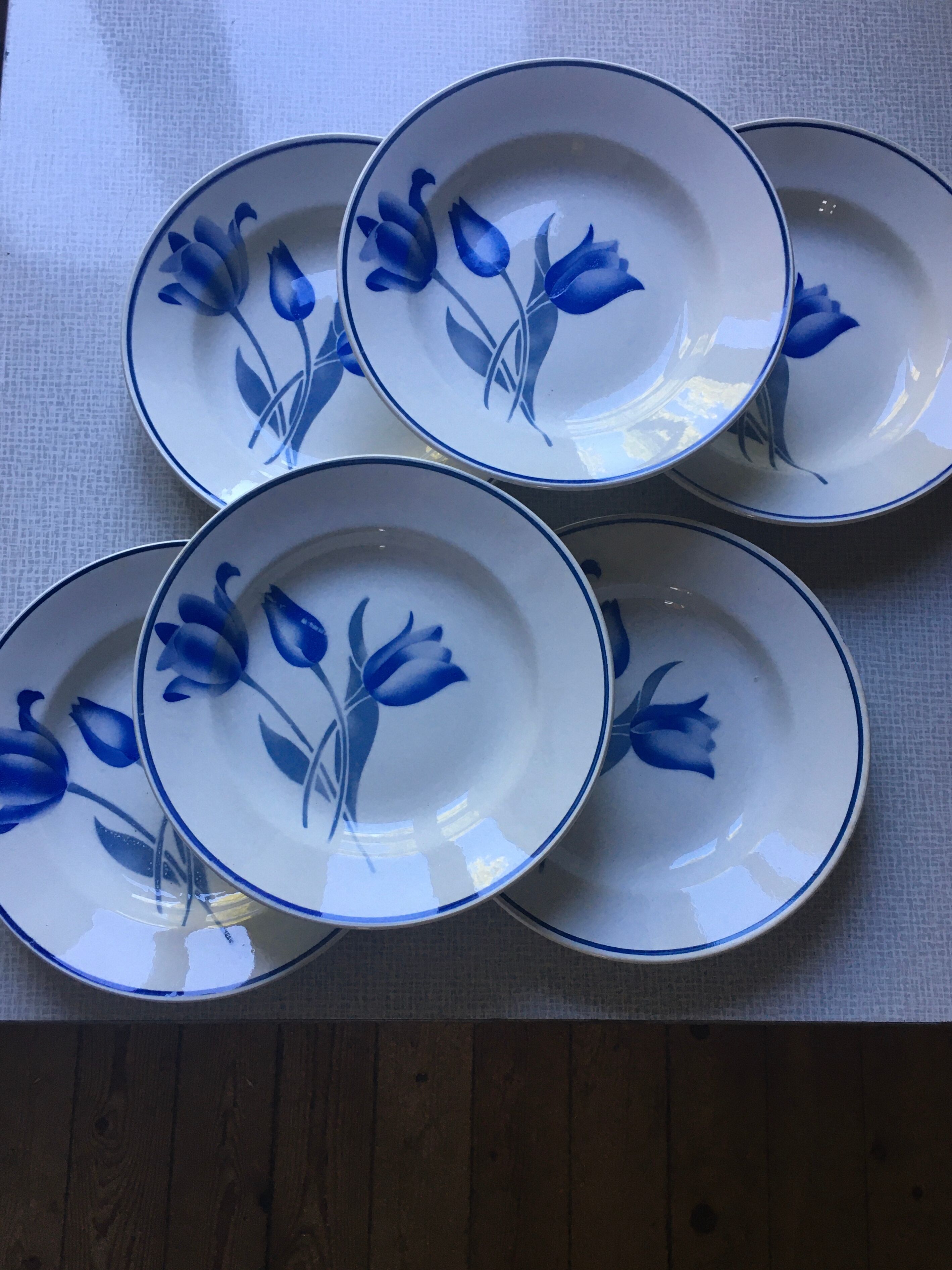 Set of 6 deep plates, Simone Moulin des Loups model