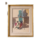 Mid-Century Modern Swedish "Seated Figures" Vintage Figurative Painting, Framed