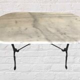 Oval marble and cast iron bistro table