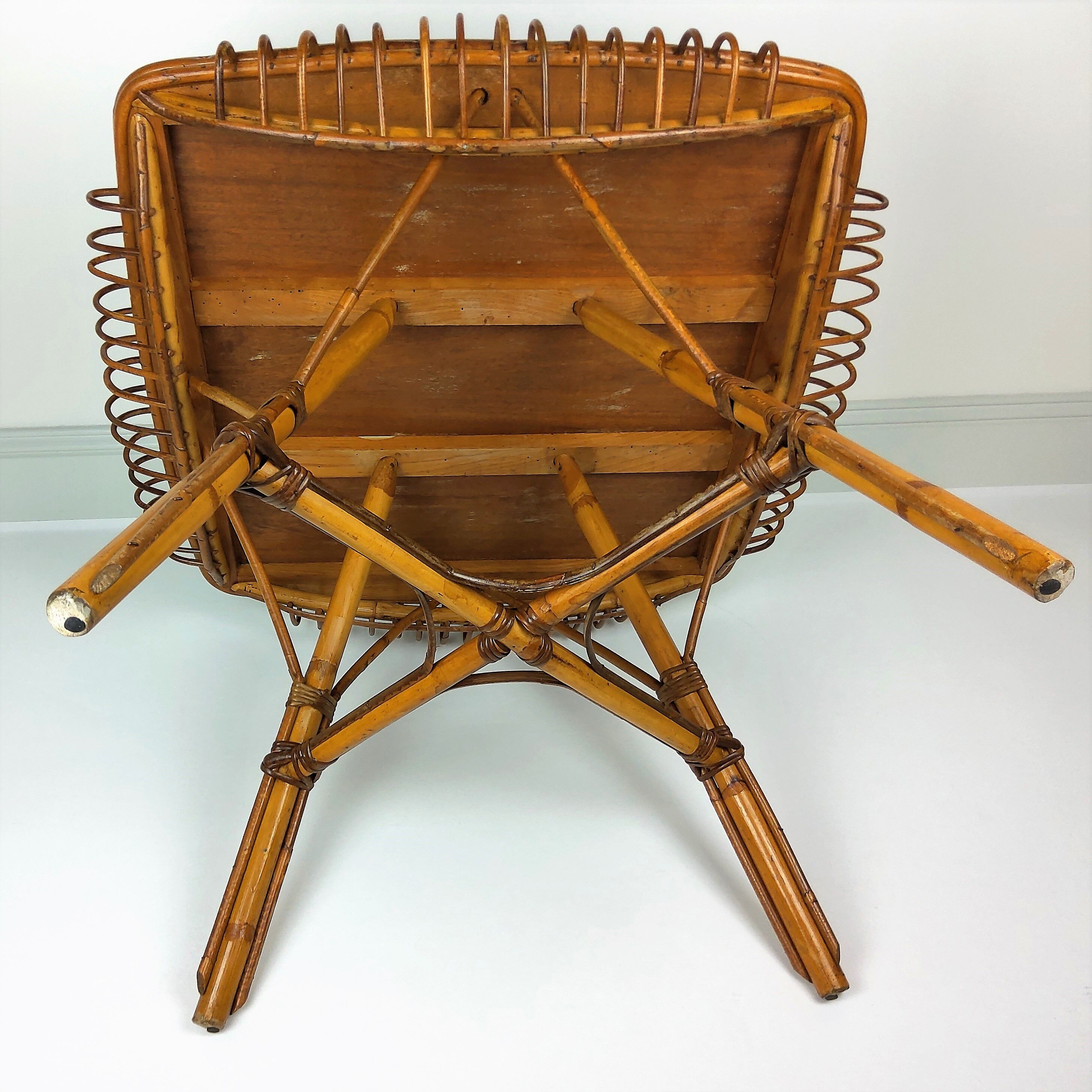 Vintage bamboo and rattan table 1960