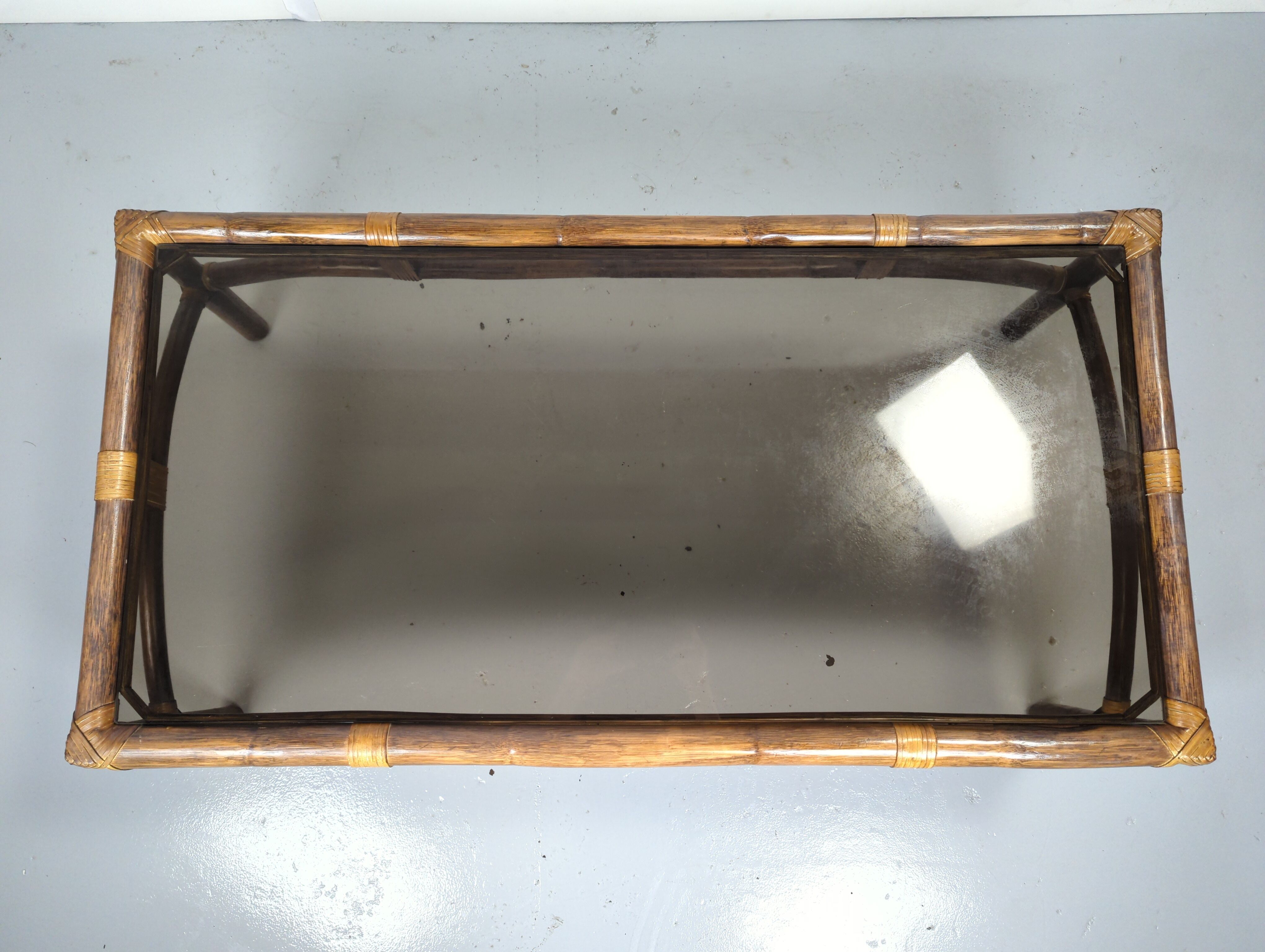 Coffee table bamboo smoked glass