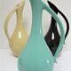 Three ceramic enamels design 60s soliflores black yellow green