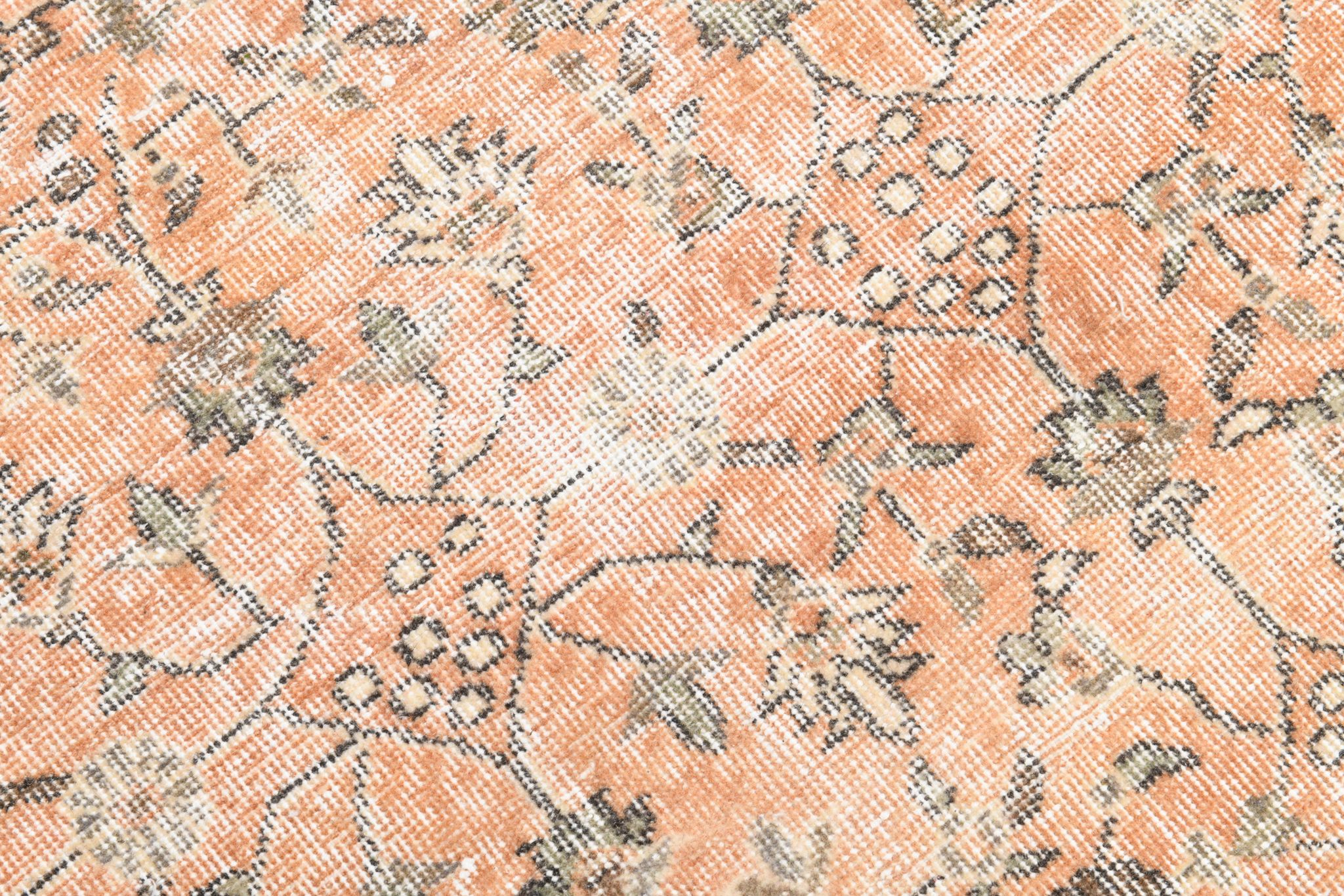 Tapis floral orange vintage, 340x85cm