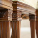 Antique Mahogany Chairs in White Upholstery, 1880, Set of 4