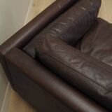 Canapé en cuir marron, design danois, années 1960, production : Danemark