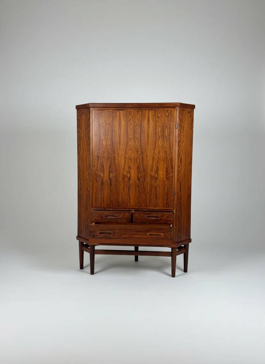 Scandinavian rosewood corner cabinet, Denmark, 1960s