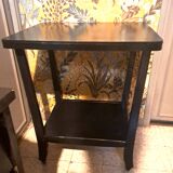 Art Deco style side table, console table on wheels, black varnished wood, 1940