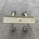 Industrial wall coat rack two hooks in white lacquered metal and vintage silver 1970