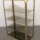 Hollywood Regency gilt metal and smoked glass shelf, Italy circa 1970