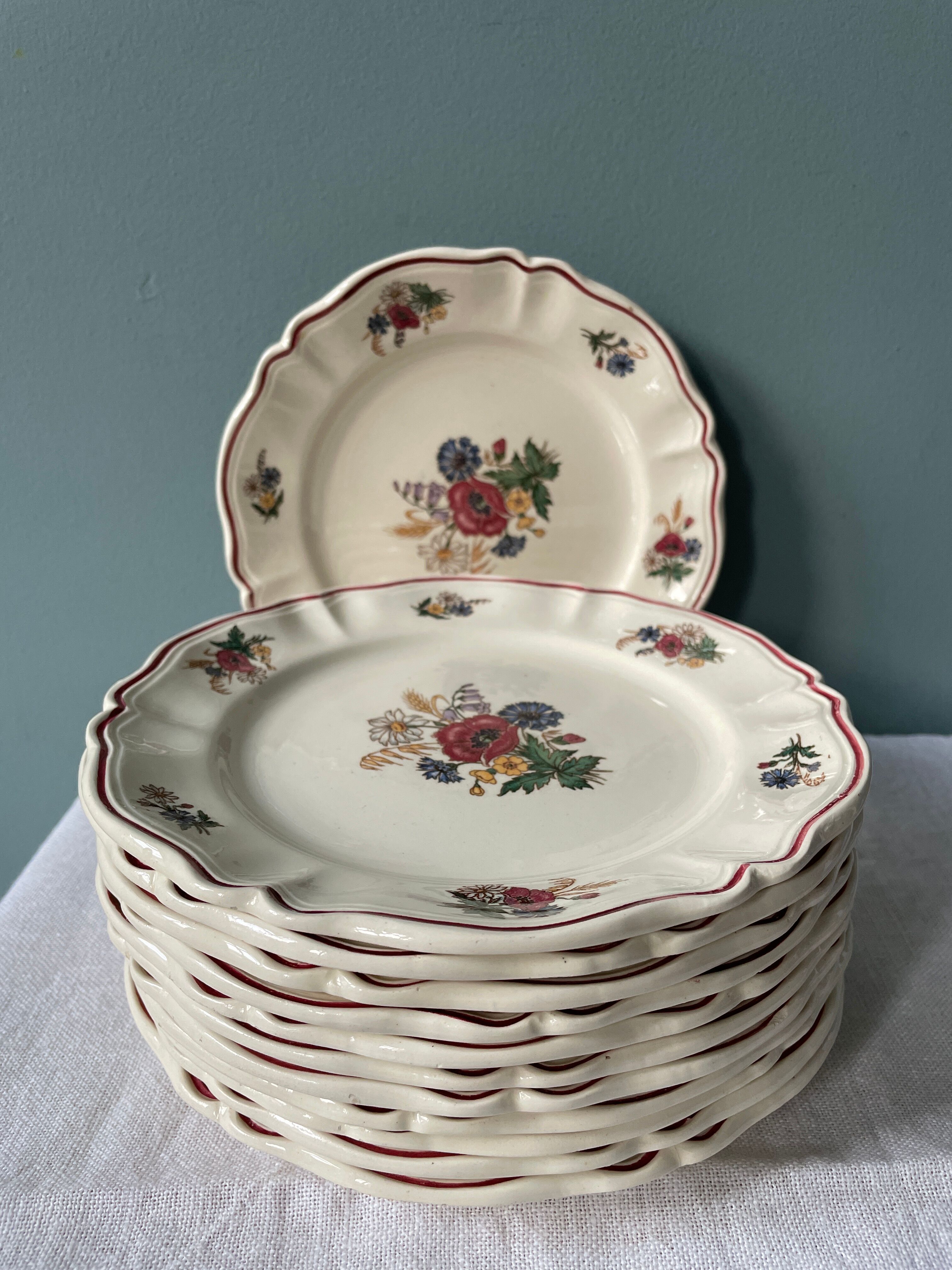 Set of 12 dessert plates Agreste Digoin Sarreguemines
