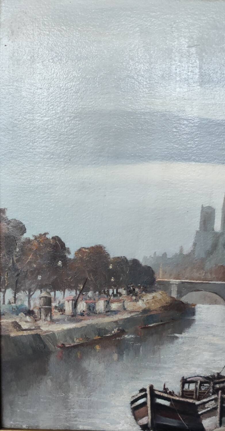 Old Oil Painting Notre Dame/Paris/Guérin Gabriel/19th Century