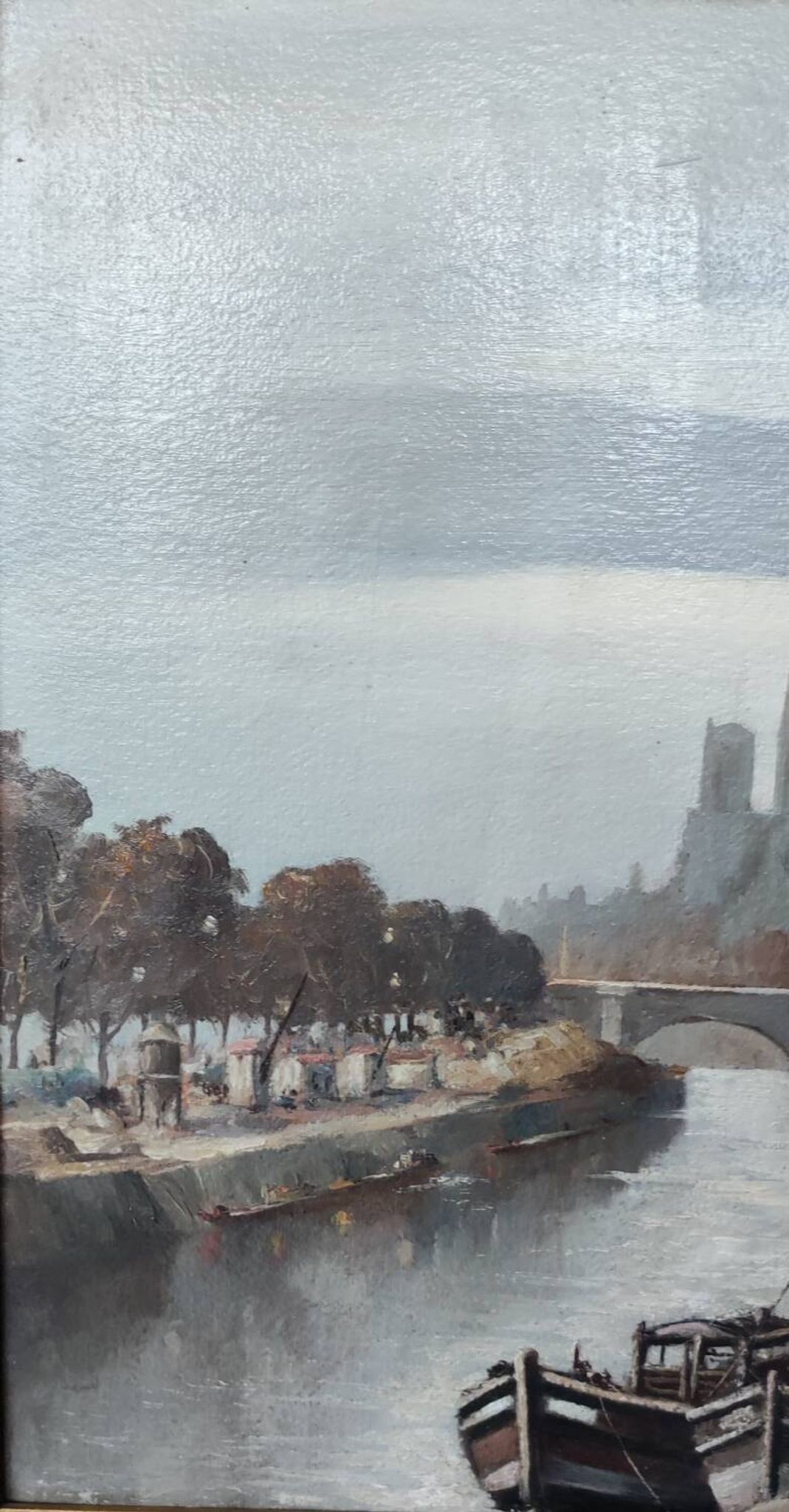 Old Oil Painting Notre Dame/Paris/Guérin Gabriel/19th Century