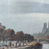 Ancienne Peinture À L Huile Notre Dame/Paris/Guérin Gabriel/19 Ème Siècle