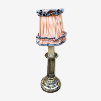 Louis XVI candle holder in electrified bronsze - Bedside or table lamp