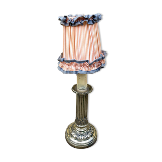 Louis XVI candle holder in electrified bronsze - Bedside or table lamp