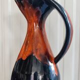 Flamed ceramic pitcher vase 1960