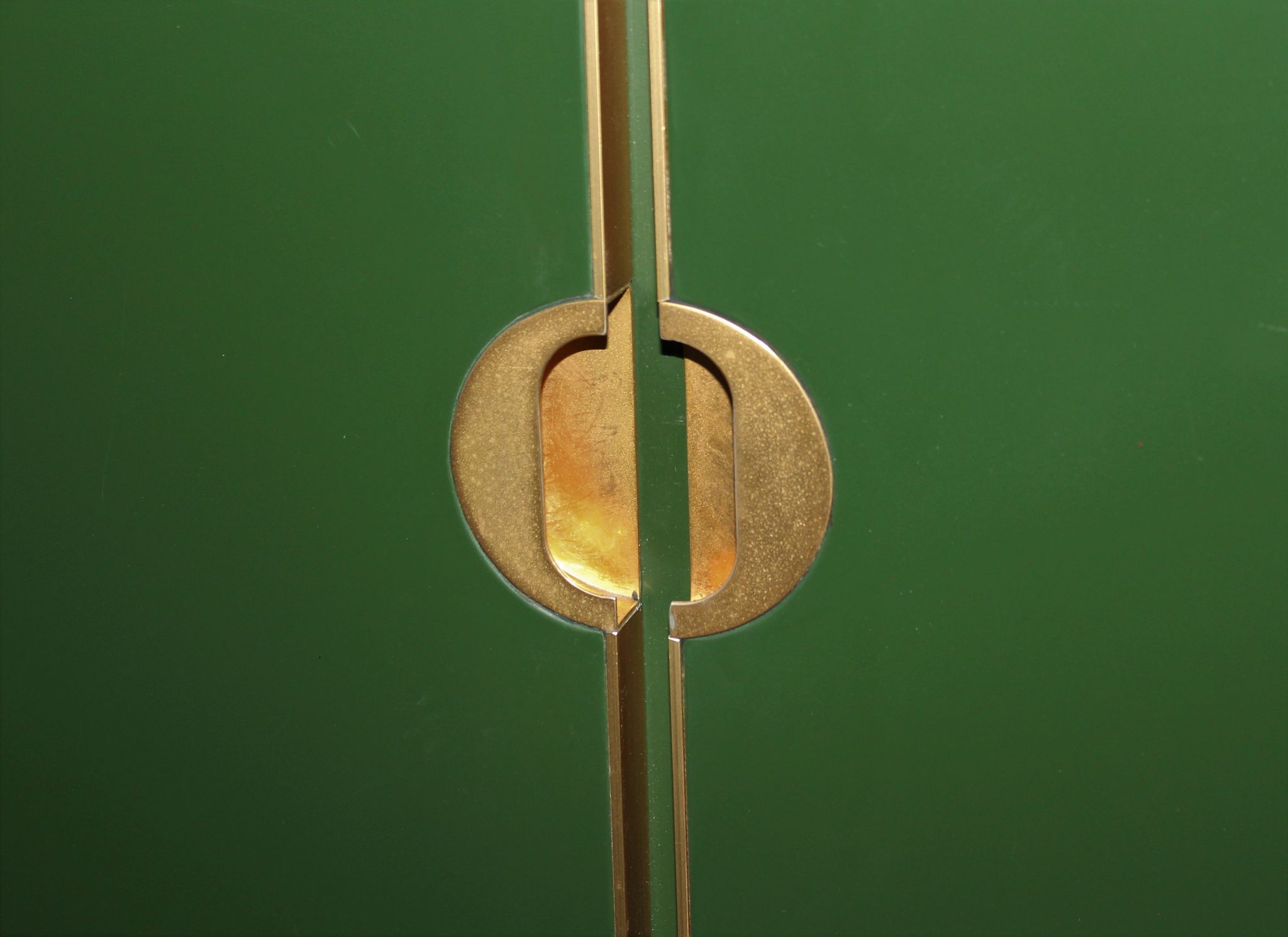 Italian emerald green and brass cabinet ,1970