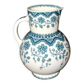 Sarreguemines U&C vase jug Malines in blue floral earthenware 28cm
