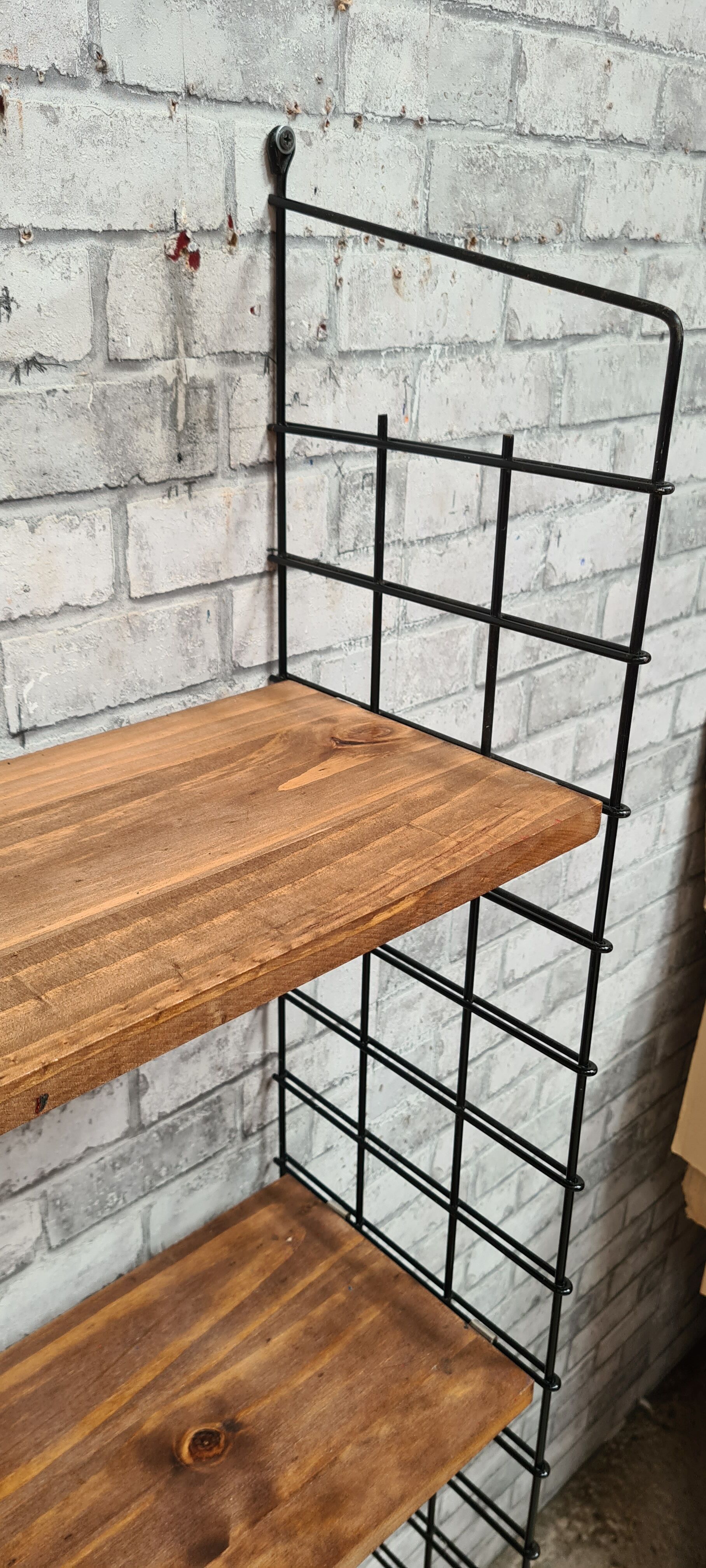 Scandinavian shelving unit, 1960-70, 3 raw wood shelves