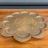 Oriental tea tray in copper or brass richly decorated 20th century