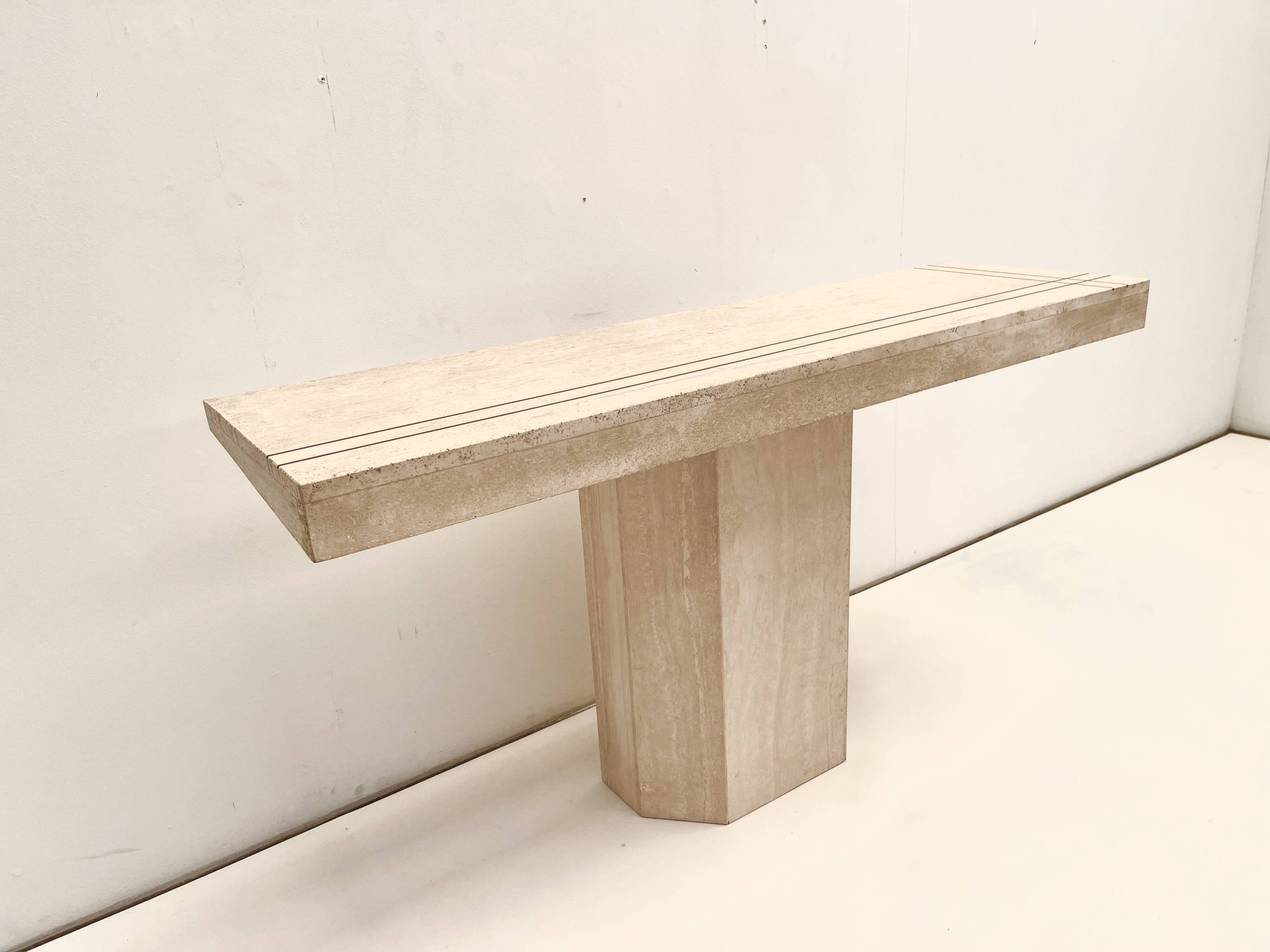 Travertine console 1960's Italy