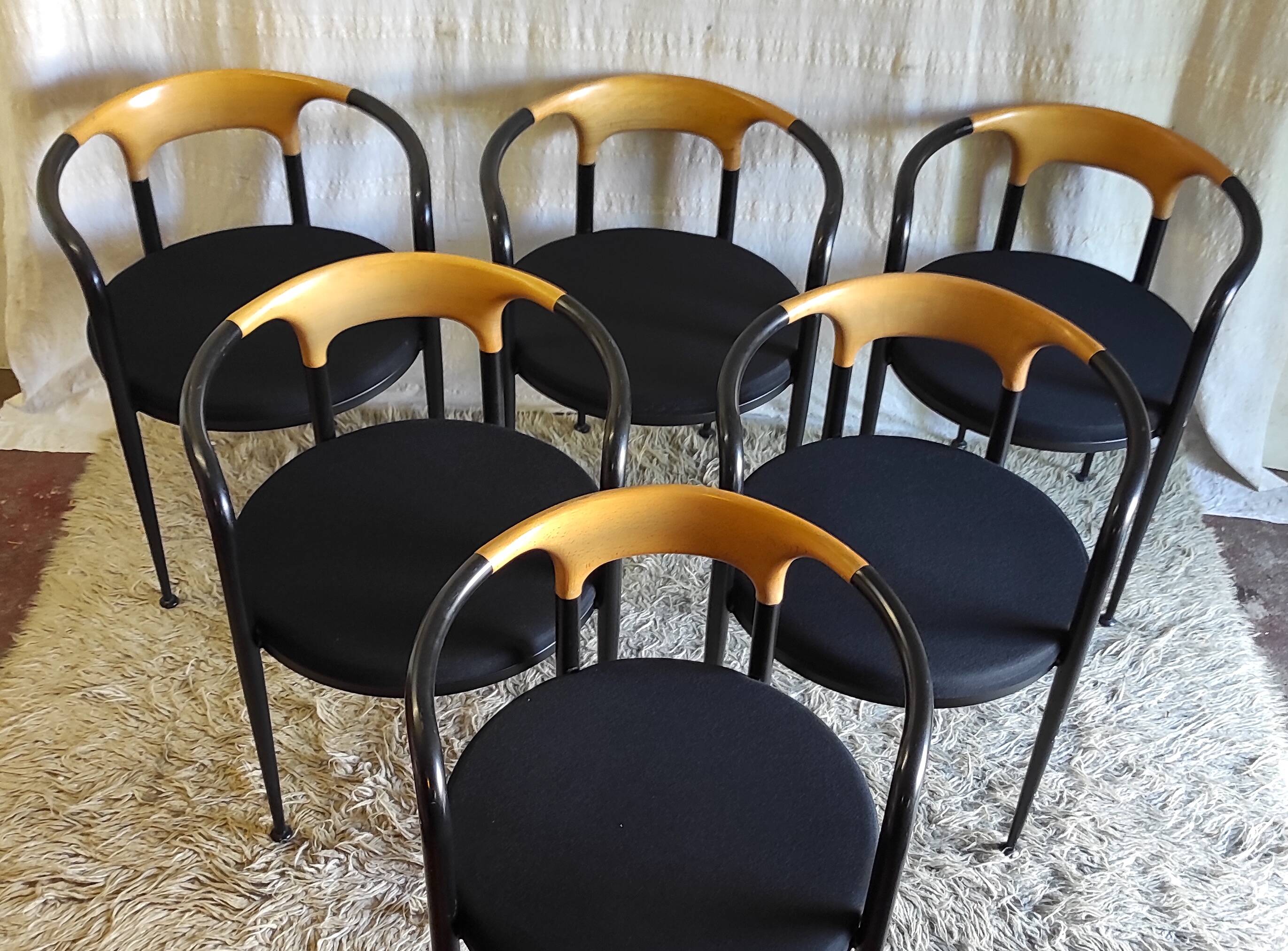 80s metal and wood designer chair