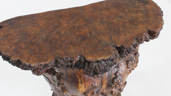 Console bar en tronc d'arbre brutaliste des années 1970