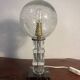 Lampe art déco marbre et verre avec globe strié