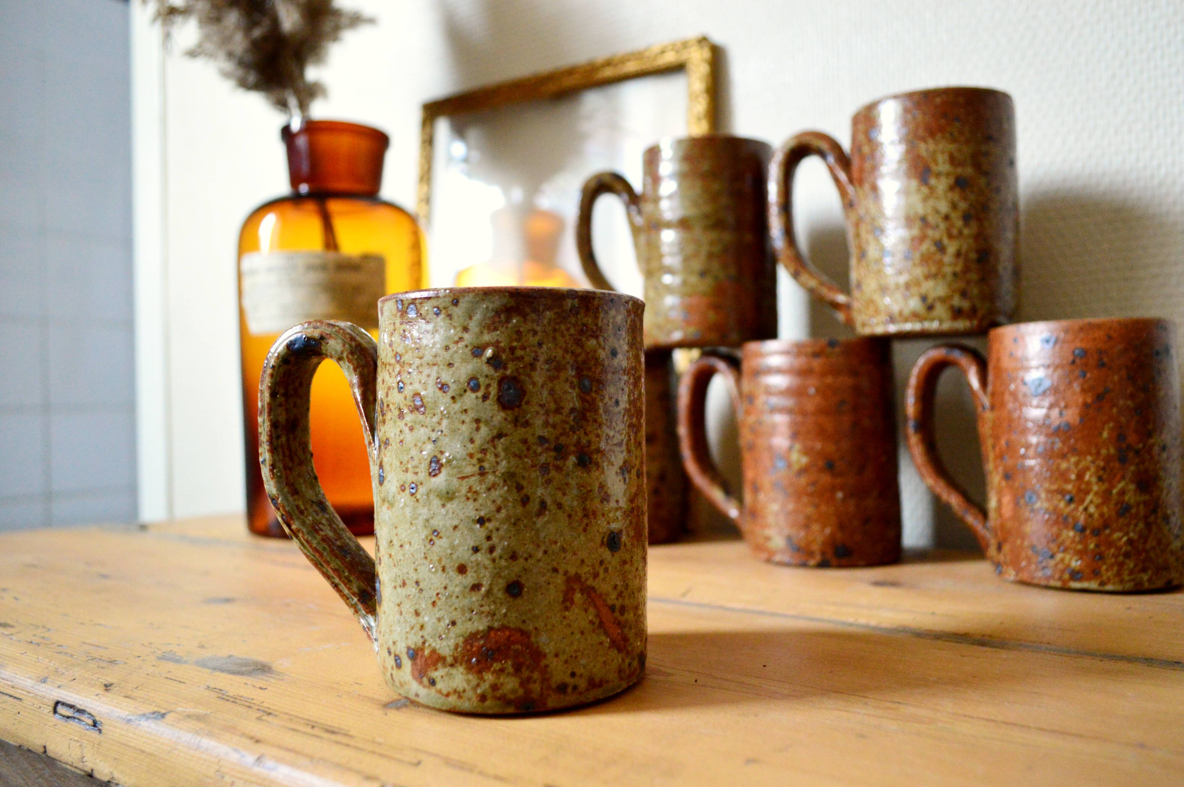 6 cups pyrity sandstone from the 60s /70