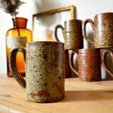 Set de 6 tasses en grès pyrité des années 60 /70