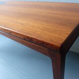 Rosewood coffee table with blue ceramic tiles, Denmark 1960s