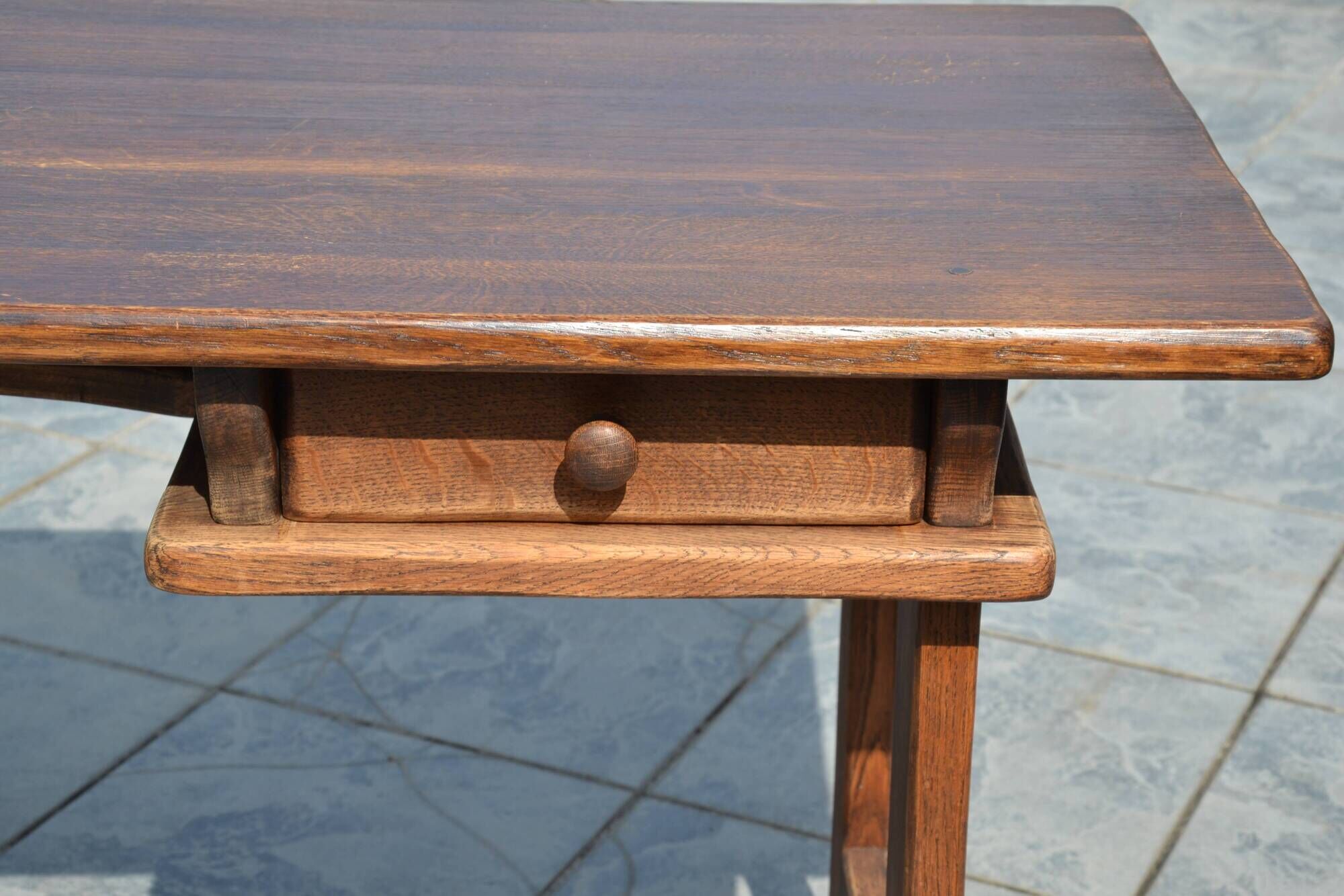 Bureau/table de ferme "brutaliste" chêne massif