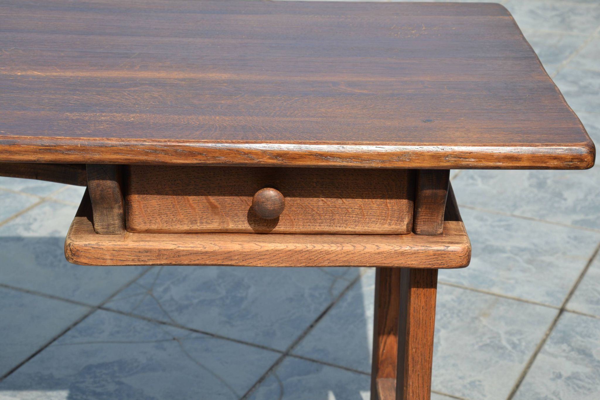 "Brutalist" farmhouse desk/table in solid oak