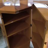 Postmodern octagonal gueridon in sycamore and rosewood, 1980–1990