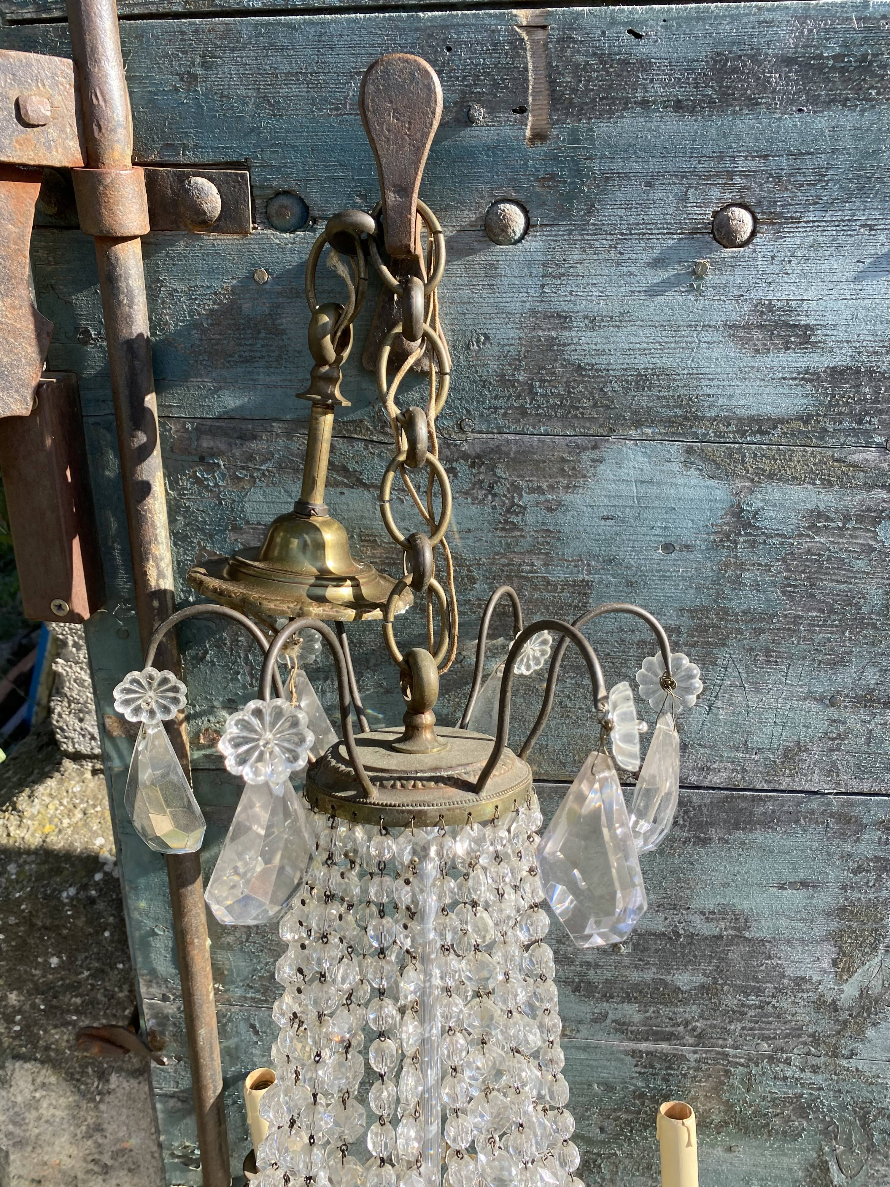 Bronze and crystal hot air balloon chandelier