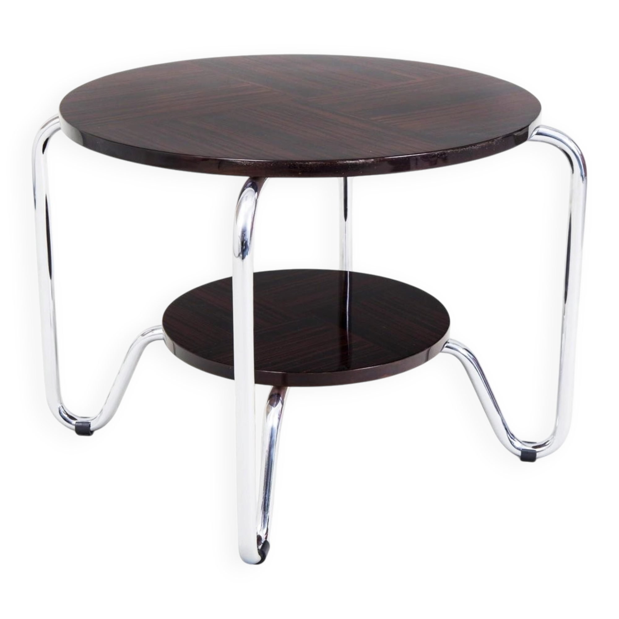 Bauhaus Coffee Table in Chrome and Macassar from Kovona, 1950s