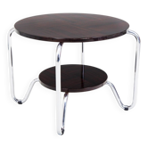 Table basse Bauhaus en chrome et Macassar de Kovona, années 1950.