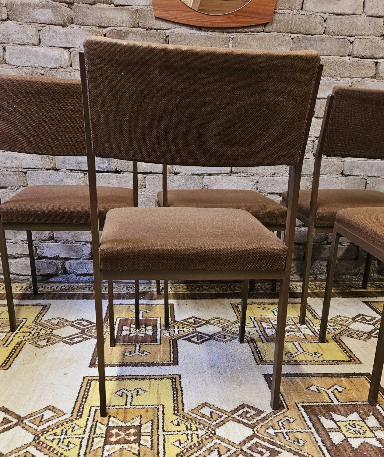 Set of 6 vintage black metal chairs from the 1970s