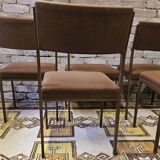 Lot de 6 chaises vintage en métal noir 1970