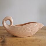 Pink ceramic fish saucière from Digoin, vintage