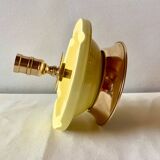 Large vintage brass and yellow glazed ceramic candle holder-ashtray